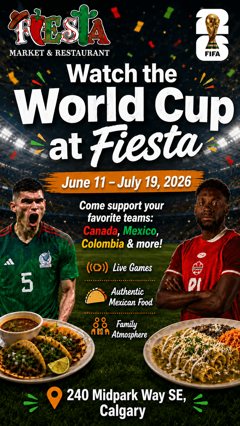 Watch the World Cup at Fiesta Market and Restaurant in Calgary
