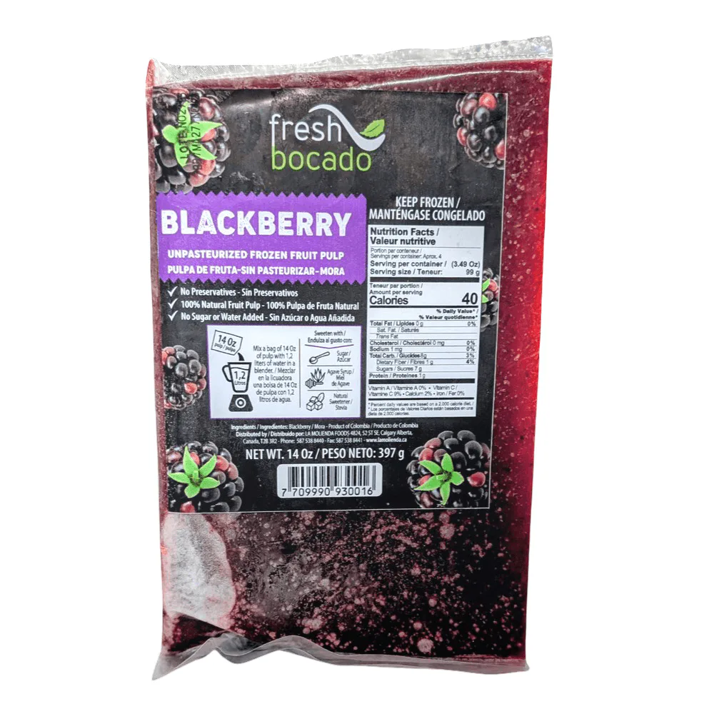 BlackBerry Mora Fresh Bocado 397g frozen blackberry pulp for juices smoothies desserts and Latin recipes