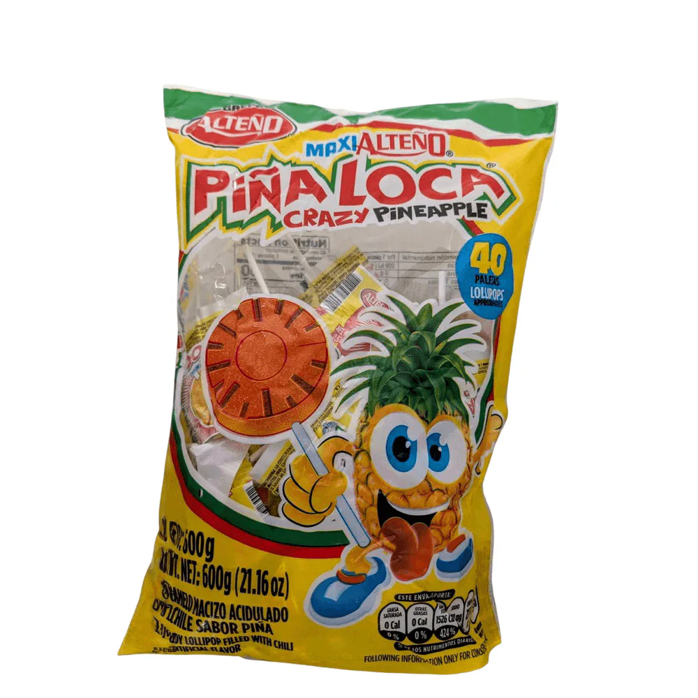 Maxi Alteño Piña Loca 40 piece pineapple Mexican candy bag