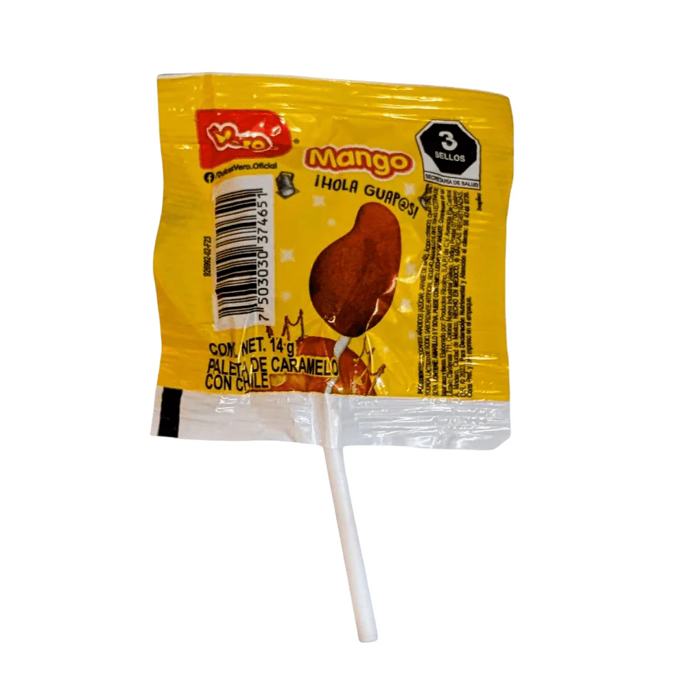 Vero Paleta de Mango Individual Mexican mango lollipop with sweet spicy chili flavour