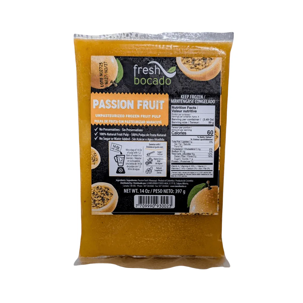 Passion Fruit Fresh Bocado Maracuya 397g frozen passion fruit pulp for juices smoothies and Latin recipes