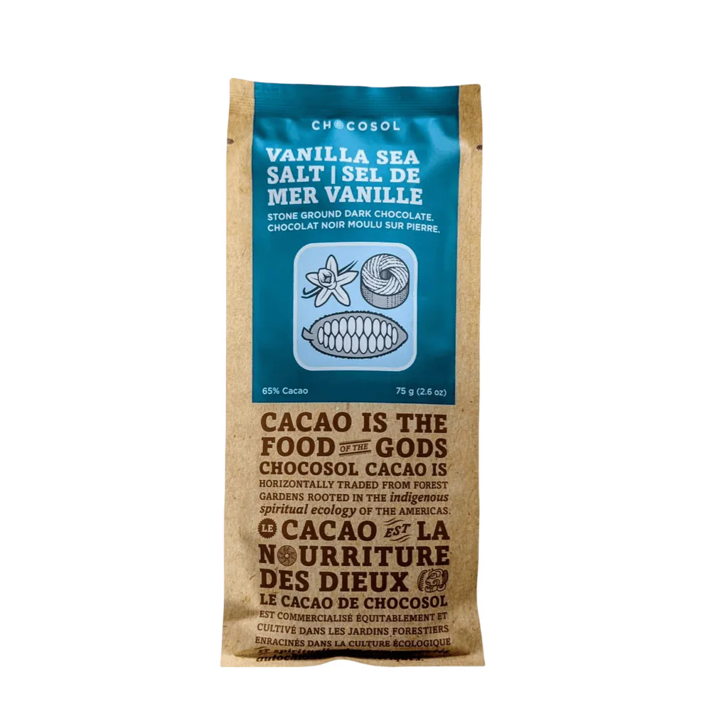 Vanilla Sea Salt Chocolate 75g sweet chocolate bar with vanilla and sea salt flavour