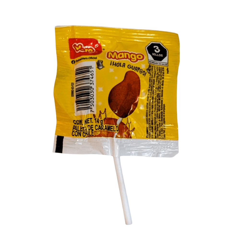 Vero Paleta de Mango Individual Mexican mango lollipop with sweet spicy chili flavour
